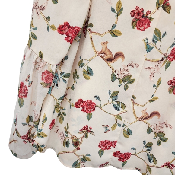 Disney By Lauren Conrad Whimsical Floral and Animal Print Blouse‎ Size Large - Picture 6 of 8